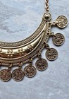Quality Turkish Style Gold Tone Bib Statement Necklace Coin Charm Dangles Adjust — photo 3