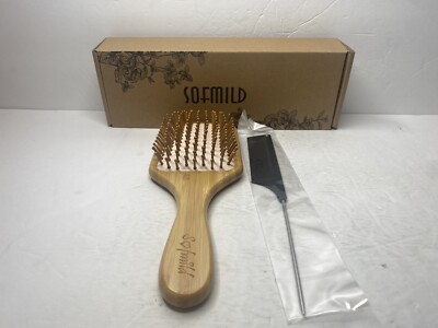 SOFMILD Hair Brush Natural Wooden Bamboo Brush and Detangle Tail Comb
