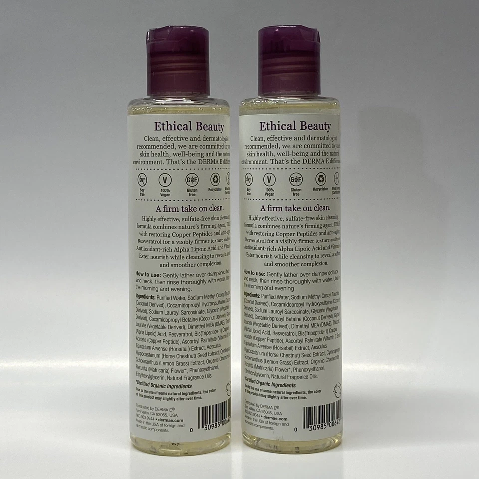 Derma E Limpiador Antioxidante Reafirmante de la Piel, 6 fl oz (175 ml) Lote de 2 Foto 2 de 4