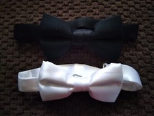 2 Boys Formal Bow Ties One Black and One White 3" wide Clip-on