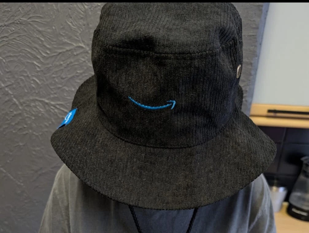 Amazon Prime Student Black Cord Bucket Hat Hat Strap And Mesh Breathable Button