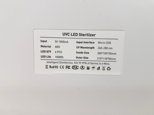 BioAgilytix Désinfectant Téléphone UVC LED Stérilisateur Cellulaire Blanc avec Câble USB - Photo 7 sur 8
