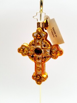 Radko Golden Rood Christopher Radko - Golden Rood Gem #1016754 Gold & Brown Cross | eBay