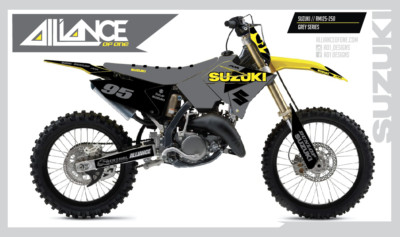 SUZUKI POLISPORT RESTYLE 01-08 RM 125 250 MOTOCROSS BIKE GRAPHICS GREY SERIES