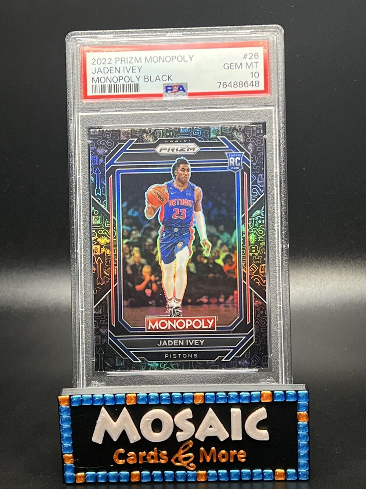 2022-23 Prizm Monopoly #26 Jaden Ivey Black Icons SP Rookie Card PSA 10 Gem Mint