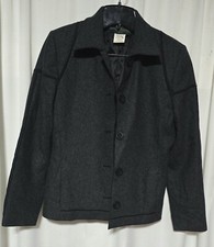 Harve Benard Women Gray Wool Lined Blazer W/ Black Cording Accents Size 8P
