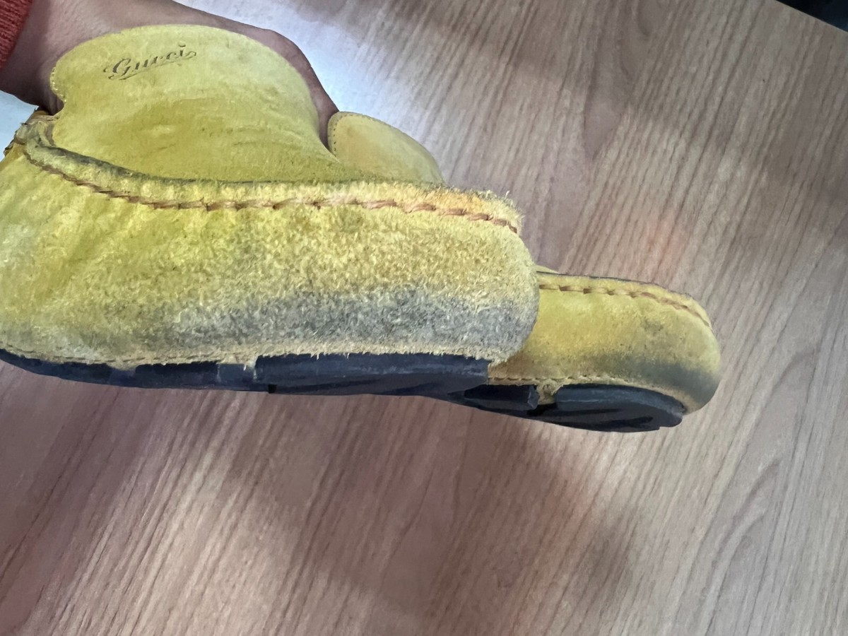 Gucci Driving Loafer Suede Mustard Shoes Size US 7.5 UK 6.5 