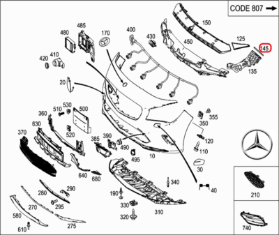 縦目Mercedes-Benz グリル 114-115 Original Mercedes-Benz A1188883800 Carrier, Grille Anthracite Cla
