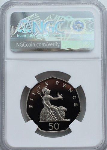 1989 50p Fifty Pence Proof NGC PF69 Great Britain Britannia - Picture 3 of 3