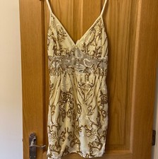 Sheer Panel Gold Party Dress