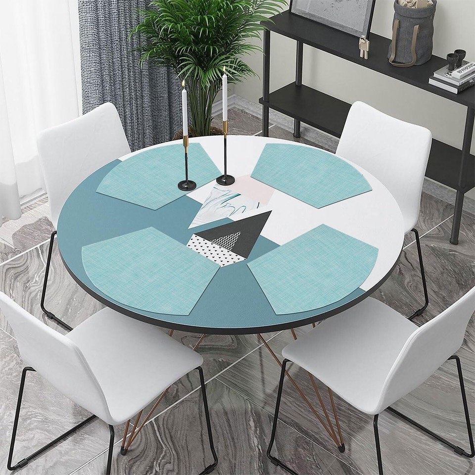 SHACOS Wedge Placemats Set of 4 Woven Vinyl Round Table Placemats Wipe