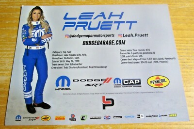 Leah Pruett Driver Autographed Signed 8.5X11 Photo NHRA Top Fuel