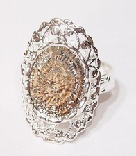 6 of 18x13mm Shiny Silver Victorian Deco Woven Flowers Adjustable Ring Settings