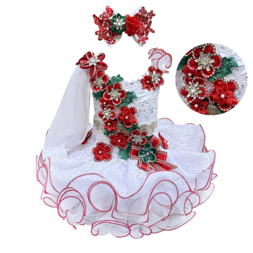 Jenniferwu Girls Tulle Flower Princess Wedding Party Handmade Beaded Dress 3T