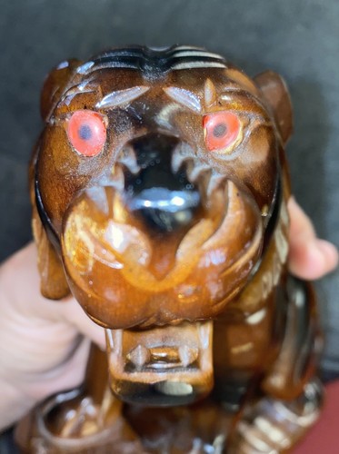 Vintage Mid Century Hand Carved Wooden Tiger Sculpture Korea - Picture 4 of 5