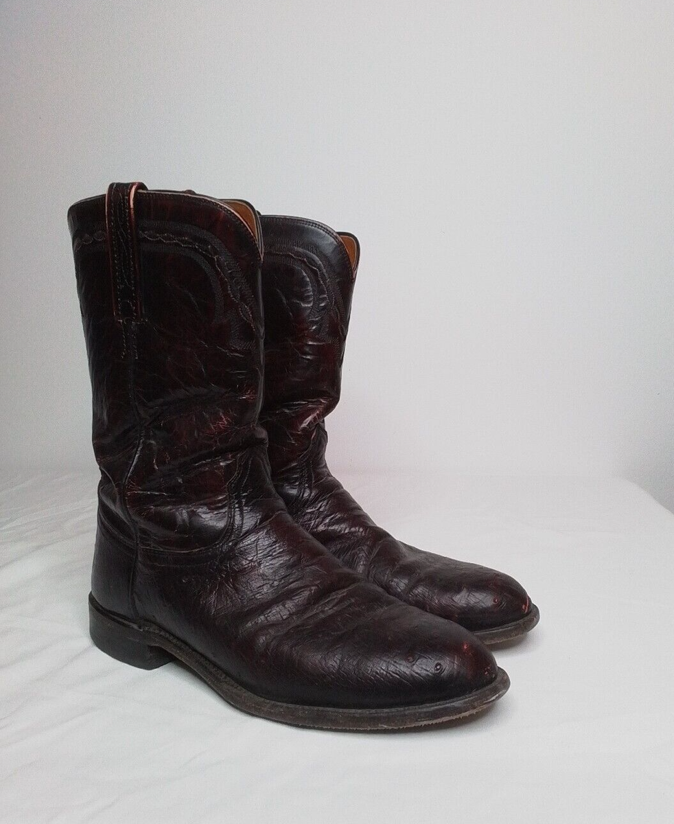 Lucchese 2000 Series Men\'s Size 9 D Black Cherry Smooth Ostrich Cowboy Boots Lucchese 2000 smooth ostrich - Gem main image 4