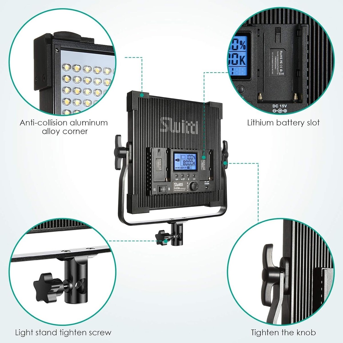 Switti LED Metal Video Light Panel Kit, Dimmable Bi-Color w