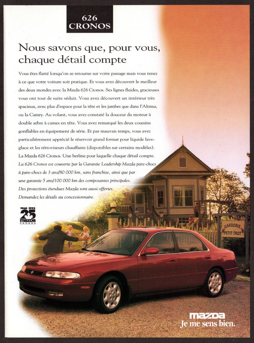1996 MAZDA 626 Cronos Vintage Original Print AD Red car photo