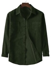 Men's Casual Long-sleeved Corduroy Solid Color Lapel Shirt