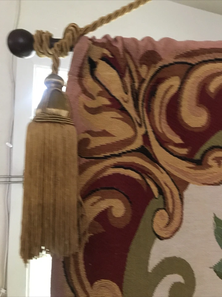 Bombay Company Large Tapestry 25 1/2 X86 Reds Golds Green Flowers With Cream - Image 3 of 4