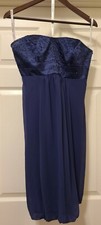 Davids Bridal Blue Strapless Prom Cocktail Party Bridesmaid Dress Size 10 Womans