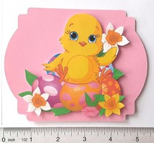 Easter Chick Flowers Eggs Dimensional Card Front Scrapbook Embellishment c260