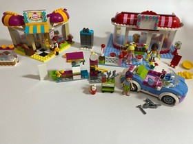LEGO Friends Downtown Bakery 41006, City Park Cafe 3061, Mia's Roadster 41091
