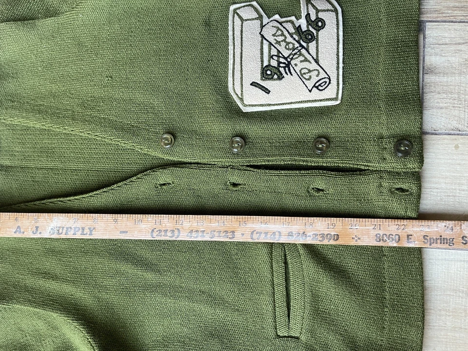 VINTAGE CAMPUS 60s SCHOOL VARSITY LETTERMAN BAND PATCH WOOL SWEATER Made In LA - Image 2 of 4