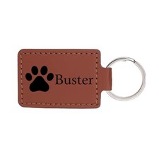 HANDMADE PERSONALIZED DOG CAT PAW PET NAME VEGAN LEATHER KEYCHAIN PET LOVER