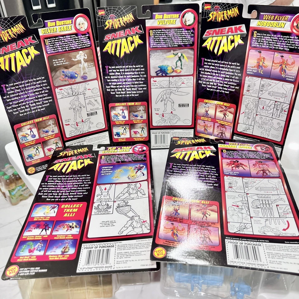 Spiderman Sneak Attack Carnage, Hobgoblin Etc. Figuras Lote De 5 Nuevo Toybiz 1997-98 Foto 4 de 4