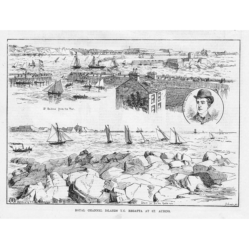 ST AUBINS Jersey Royal Channel Islands YC Regatta Antique Print 1883 eBay