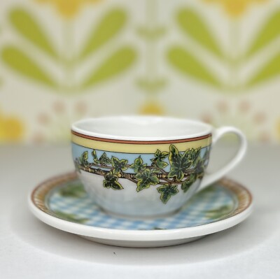 Versace Rosenthal IVY LEAVES PASSION Blue Coffee Cup & Saucer Set