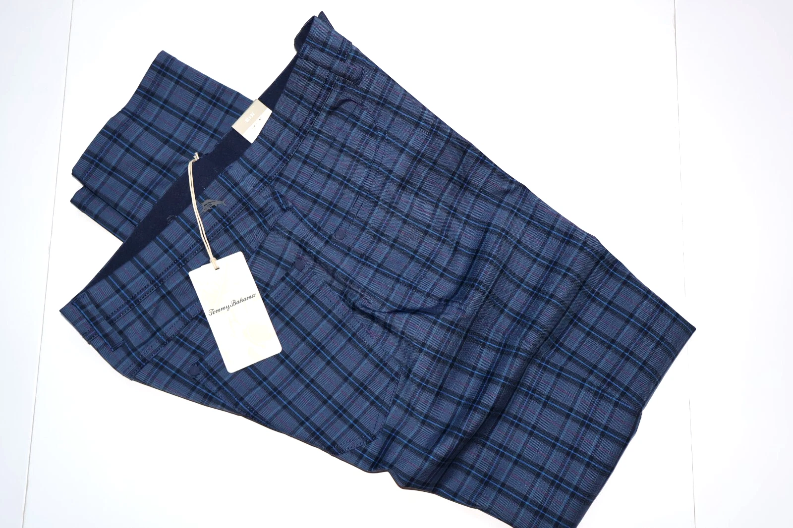 Tommy Bahama Pants Plaid Performance 5 Pocket Blue ST124484 New 32x32 32 Waist