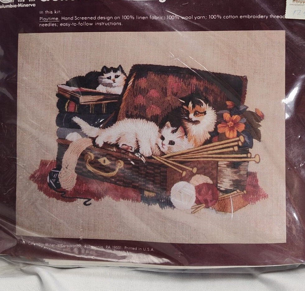 Kit De Broderie Crewel Vintage Erica Wilson - Marguerites, 14x26 Pouces, Columbia Minerva