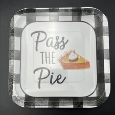 10 Pass The Pie Pumpkin 7x7 Square Paper Lunch Plates Fall Autumn Thanksgiving