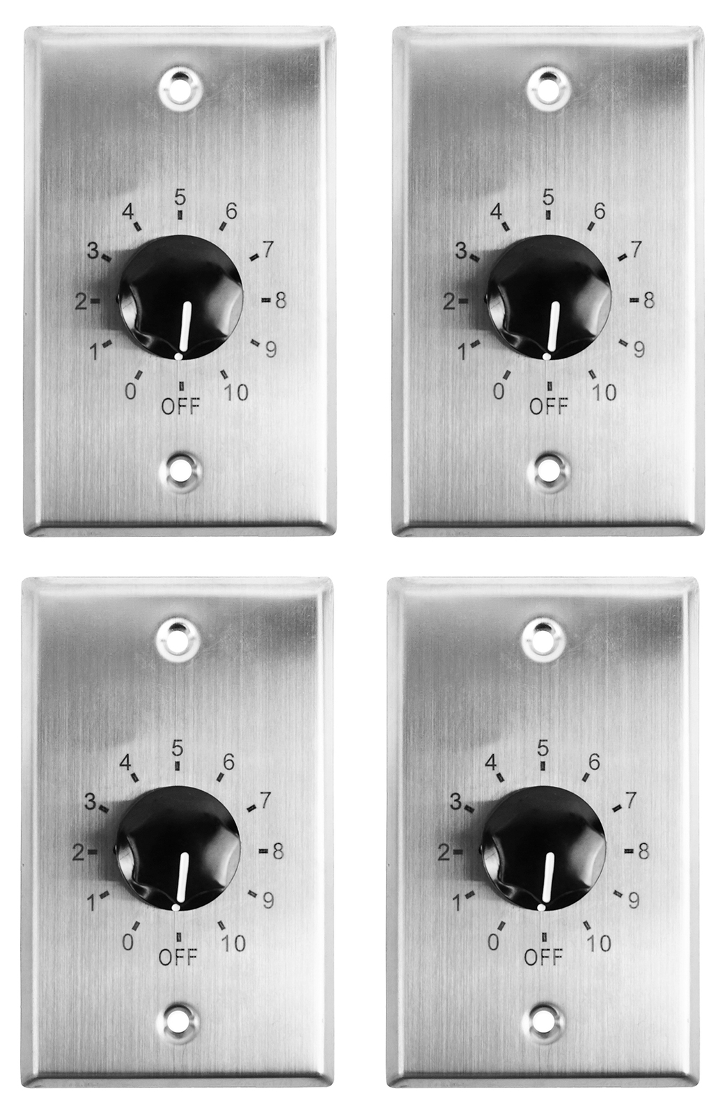 4 Настенные зональные регуляторы громкости Rockville VOL7035 мощностью 35 Вт 70 В из нержавеющей стали 12390₽