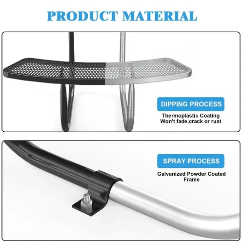 Mesas de picnic redondas de 46"" con orificio para sombrilla negras/azules para uso en jardín al aire libre Foto 4 de 4