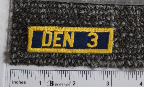 Cub Scout BSA Den Number 3 Uniform Shirt Sleeve Patch Blue Gold Boy MV489