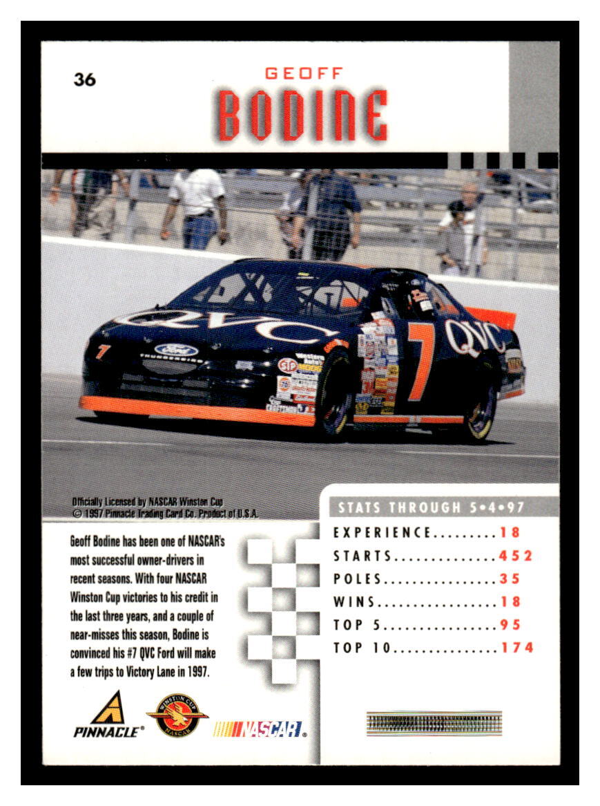 1997 Pinnacle #36 Geoff Bodine - Nascar | eBay