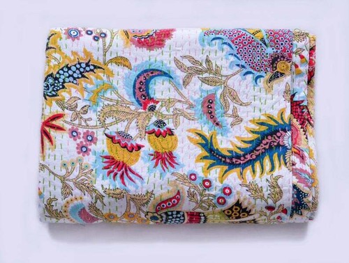 Indische Kantha Quilt Blockdruck Kantha Decke Baumwolle Kantha Tagesdecke Han... - Bild 3 von 3
