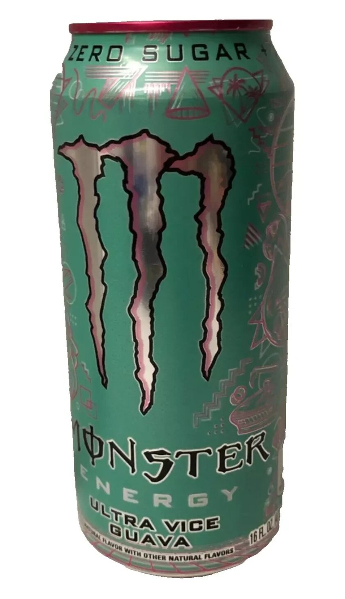 NEW MONSTER ENERGY DRINK ULTRA VICE GUAVA FLAVOR PINK LID 1 FULL