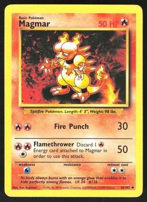 POKEMON MAGMAR BASE SET UNLIMITED 36/102 UNCOMMON HP