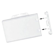 Clear Horizontal Locking Badge Holder For Id Prox Rfid Cards 2 Card Capacity