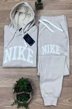 NWT NIKE Adult Sweatsuit Embroidered - BEIGE - LARGE