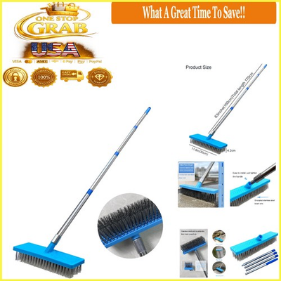 #ad Heavy Duty 65quot; Stainless Steel Pool Brush for Concrete and Patio Cleaning $33.74