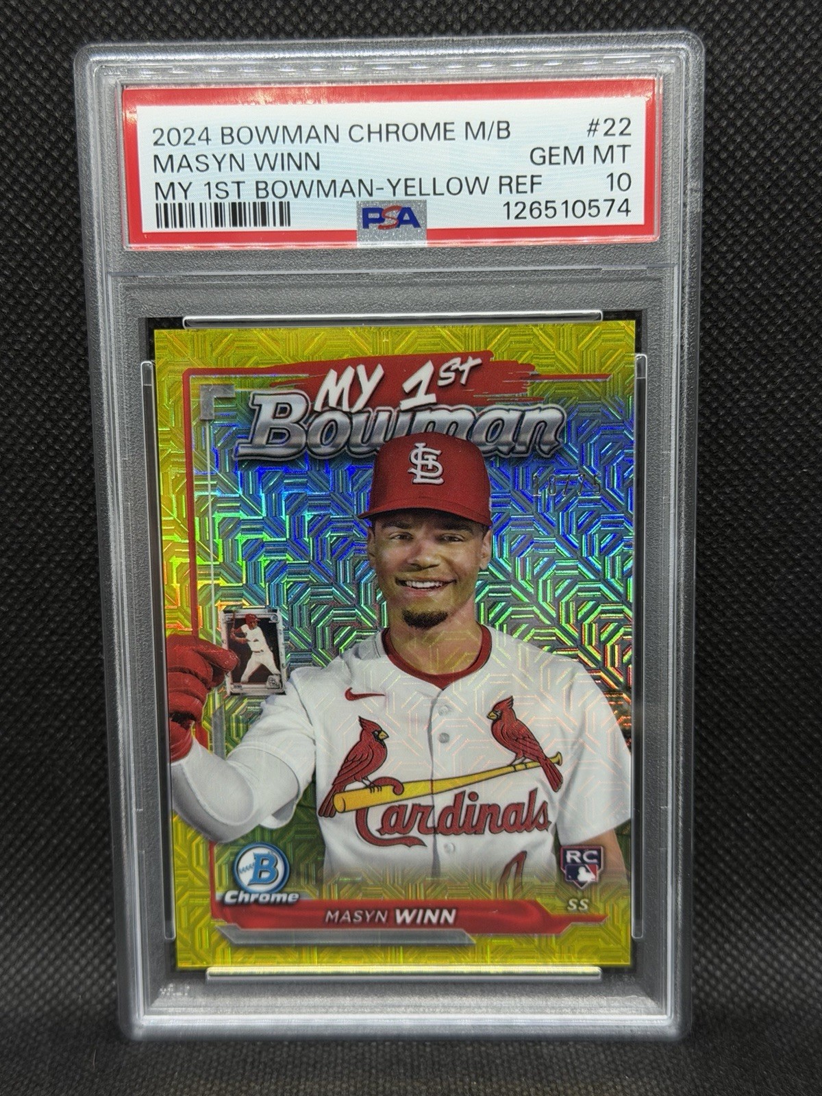 MASYN WINN 2024 Bowman Chrome Yellow MOJO Refractor /75 RC My 1st Bowman PSA 10