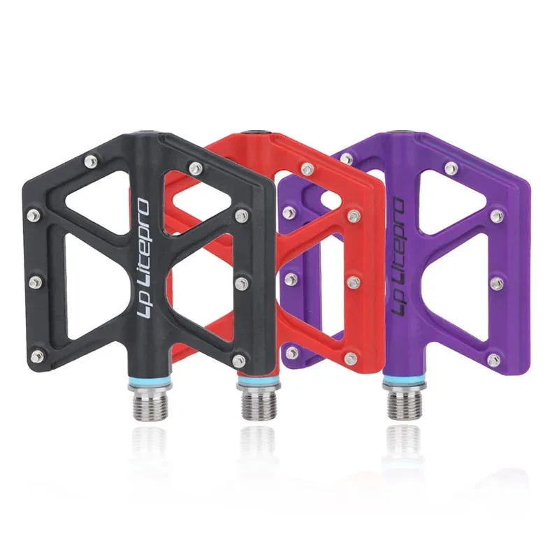 Pedales antideslizantes ultraligeros de plataforma de nailon con eje de titanio para bicicleta MTB de carretera Foto 2 de 4