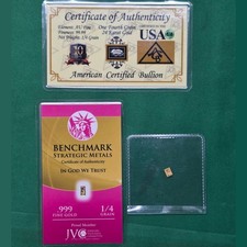 .999 Gold Grain Cards 2x 1/4 Grain, 1x 1 Grain - ACB, Benchmark, Patriot Coin