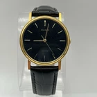 Vintage Pulsar (Seiko) Quartz Black Dial Gold-Tone Watch 33mm Men New Battery