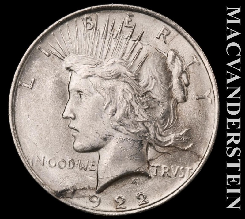 1922 Silver Peace Dollar - Choice Gem Brilliant Uncirculated++  Lustrous  #L4001